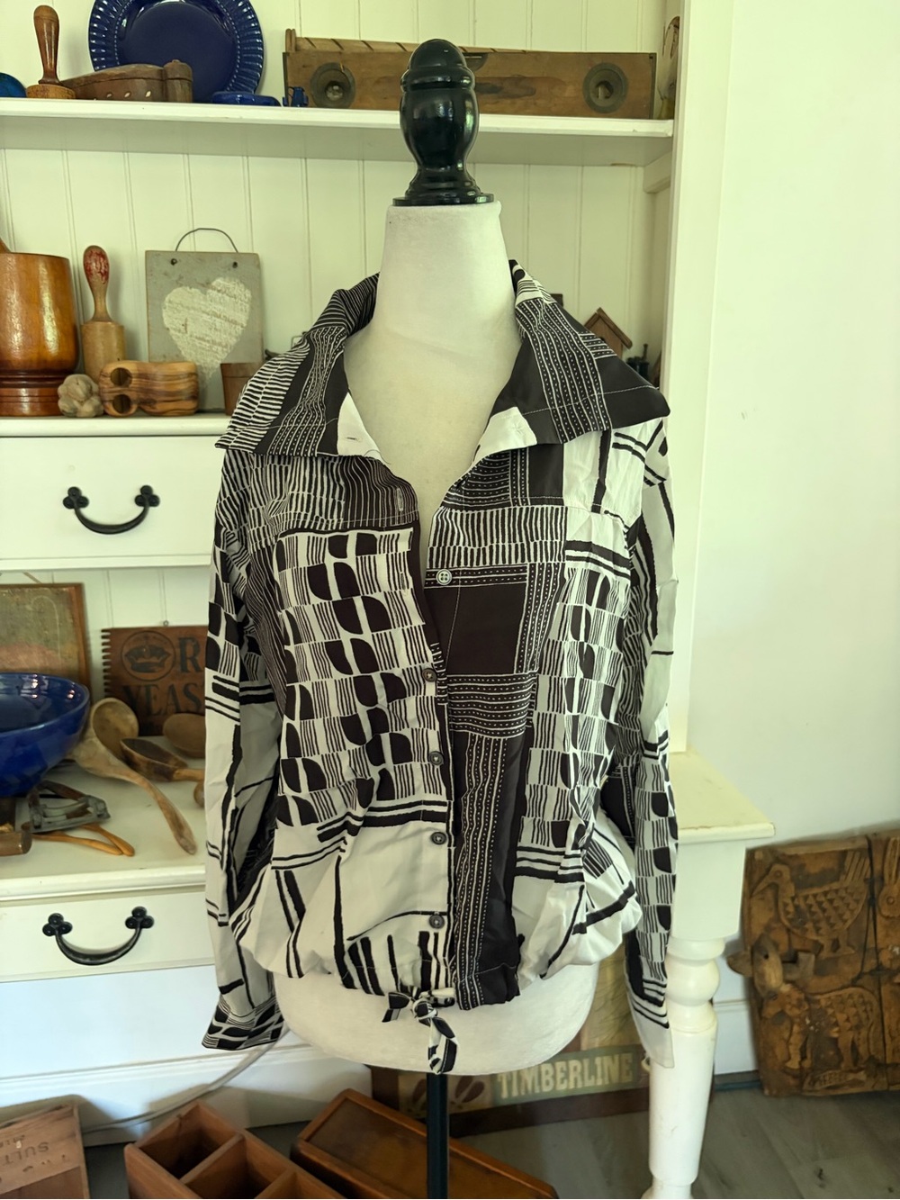 Atelier Lyse Spenard Geometric Print Blouse - Black & White